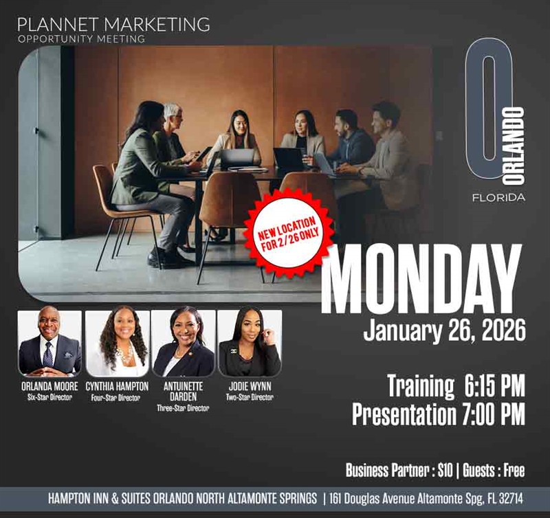 Orlando, FL - Business Opportunity Meeting (NEW LOCATION 1/26 ONLY)