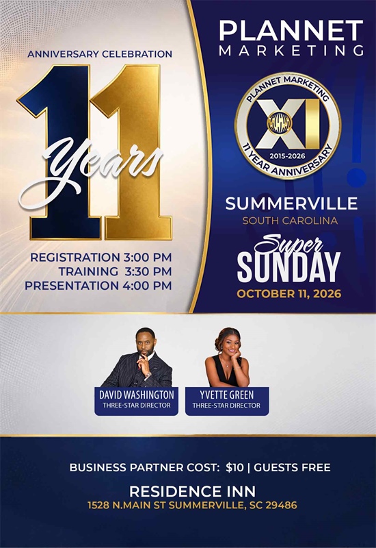 Summerville, SC - 11 Year Anniversary Meeting & Super Sunday