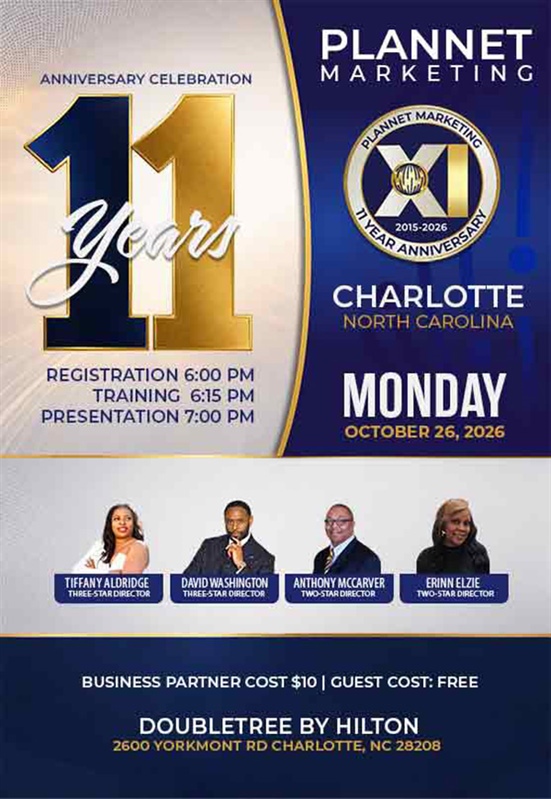 Charlotte, NC - 11 Year Anniversary & Business Opportunity Meeting