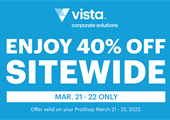 40% Off Sitewide at Vistaprint! Monday & Tuesday, March 21-22 Only